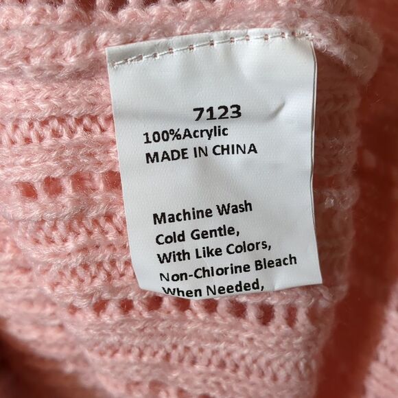 Women's Loose Fit Open Front Cardigan Long Cable Knit Sweater Sz Small NWT Pink - Picture 9 of 9